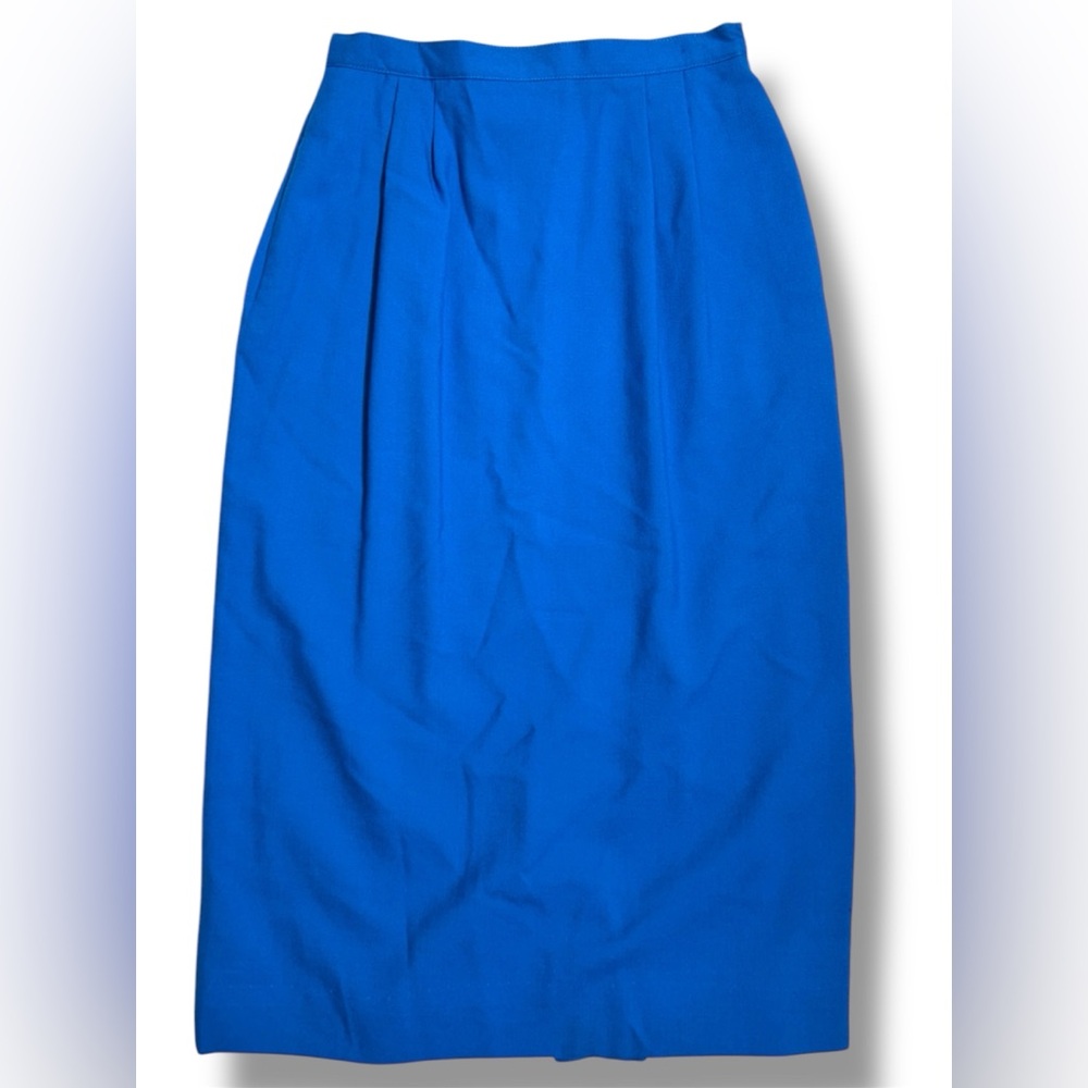 John Meyer Vintage Worsted Wool Skirt size 6 Bright Blue Fully Lined wit Pockets